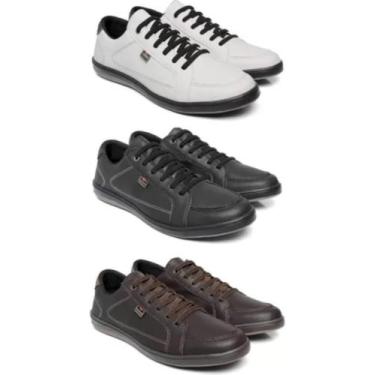 Imagem de Sapatênis Casual Masculino Kit 3 Cores - GGFontanezi, Branco, Preto, M
