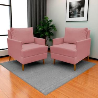 Imagem de Kit 2 Poltronas Decorativa Para Sala Recepção Consultório Escritório Serena Suede (Rosê)