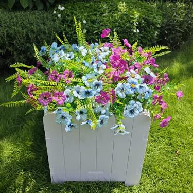Imagem de JWlock Flores artificiais ao ar livre – 16 pacotes de plantas falsas, margaridas falsas realistas e samambaias verdes, resistente a UV e à prova de intempéries para decoração de varanda e jardim