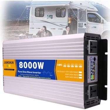 Imagem de Inversor De Energia - Conversor Dc 12v Para Ac 110v 120v Com Display - Inversor De Energia De Onda Senoidal Pura - Para Camping,casa,viagem - Inversor De Carro, 8000W, 24Vto220V