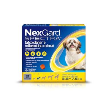 Imagem de NexGard Spectra Antipulgas, Carrapatos e Vermífugos para Cães de 3,6 a 7,5kg - 3 tabletes