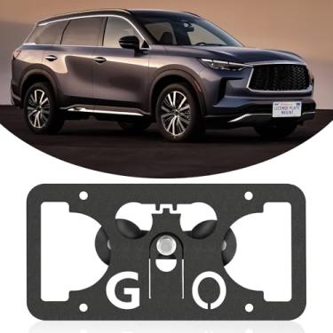 Imagem de Moldura frontal sem furadeira compatível com Infiniti QX60 2013-2020 Suporte de montagem de grade de placa de carro antifurto Capas de etiqueta de carro à prova de ferrugem, acessórios de carro à