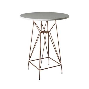 Imagem de Mesa Bistrô Alta 60Cm Branca Base Ferro Cobre Cor: Branco - UP HOME