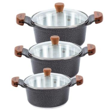 Imagem de Jogo Panela Preto Craqueado Alumínio Usinado Javali Am 26A30