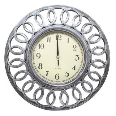 Imagem de Relógio De Parede Decorativo Grande Prata Sala Escritório 46,5cm - Gic