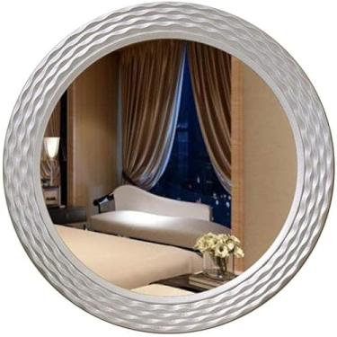 Imagem de Espelho cosmético espelho de maquiagem espelho de banheiro de madeira maciça pendurado na parede penteadeira oval espelho de maquiagem espelho decorativo de parede espelhos de parede