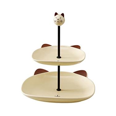 Imagem de Suporte de bolo, exibição de placa de bolo, giratório, suporte de frutas para bolo, tigela de frutas, prato de frutas de 3 camadas, prateleira de personalidade, criativa, multicamadas, sobremesa, mesa