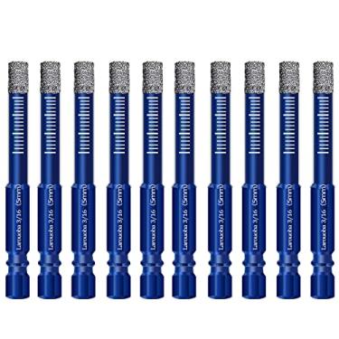 Imagem de Larouoba Conjunto de 10 peças de brocas de diamante seco de 5 mm, brocas de núcleo de diamante azul 3/16 para azulejo de cerâmica, mármore, porcelana, vidro (não para madeira)
