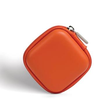 Imagem de MOLOVA Couro PU durável + capa rígida de EVA e bolsos de malha, capa de fone de ouvido e bolsa organizadora de cabos - armazenamento protetor para AirPods, fones de ouvido e fios sem fio, laranja