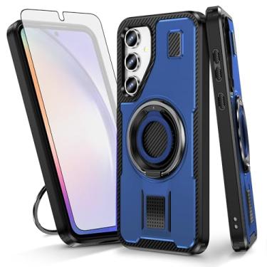 Imagem de Asuwish Capa de telefone para Samsung Galaxy A55 5G com protetor de tela de vidro temperado e suporte de anel à prova de choque com suporte para celular acessórios de celular A 55 55A A555G mulheres