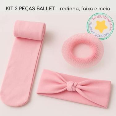 Imagem de Kit Meia Calça Fina Faixa e Redinha de Ballet para Cabelo - Magic Sky,
