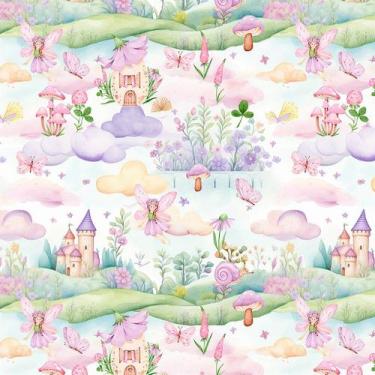 Imagem de Tecido Tricoline Fadas e Castelo - Coleção Handmade - Peripan - 50 cm 
