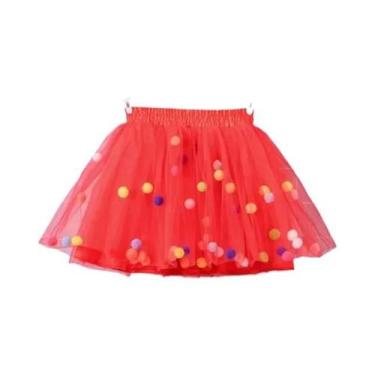 Imagem de Saia Tutu Infantil de Tule com Pompom - Vestido de Princesa para Menin