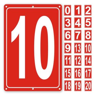 Imagem de Placa numerada 10, placas numéricas de alumínio para quadra de tênis, sinalização de 30 x 20 cm para estacionamentos e espaços públicos, placas de metal à prova de intempéries e fáceis de instalar