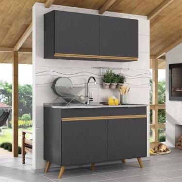 Imagem de Armário De Compacta 2 Peças Multimóveis Preto - MULTIMOVEIS