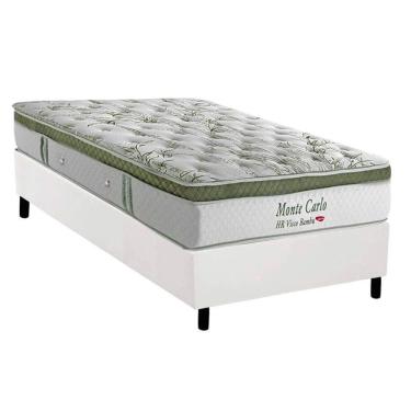 Imagem de Cama Box Solteiro: Colchão Molas Ensacadas Herval Monte Carlo Visco + Base Crc Corano White (88x188)