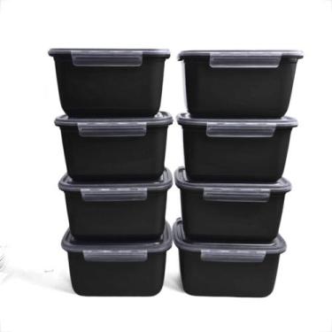 Imagem de Kit Pote Plástico De Marmita Fitness Com Trava P/ Microondas Geladeira