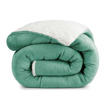 Imagem de Edredom Bariloche Solteiro Dupla Face Sherpa - Alecrim - 100% Poliéster