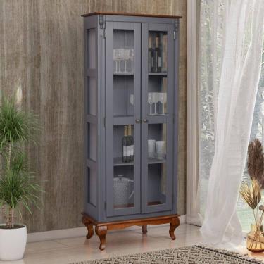 Imagem de Cristaleira 2 Portas Vidro Madeira Versalhes Cinza