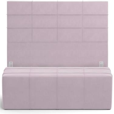 Imagem de Kit Cabeceira Cama Box Casal 140cm Com Calçadeira Roma W01 Suede Rosê - Lyam