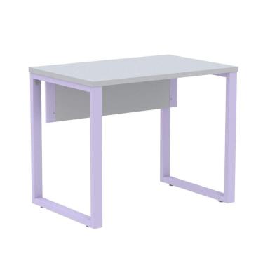 Imagem de Mesa Escritório P25 Tub Pandin 90 Cm (larg) Tampo Mdp Cinza Pé Aço Tubular Lilás