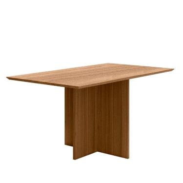 Imagem de Mesa De Jantar Retangular 6 Lugares 160cm Tampo Chanfrado Sem Vidro Helô Carvalho - Poliman