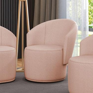Imagem de Poltrona Decorativa Orgânica Fixa Para Sala Malu Bouclê Rosê M11 - D`rossi