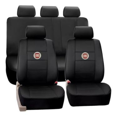 Imagem de capas para banco de carro couro fiat uno palio cor preto com vermelho azul bege cinza grafite rosa todos ano e modelo (preto)
