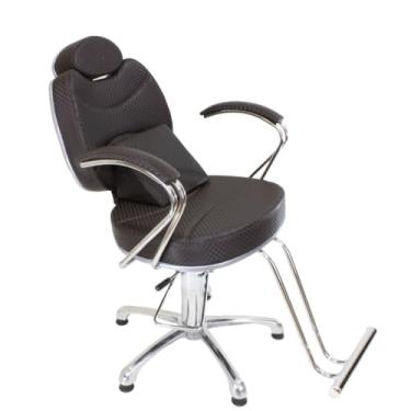 Imagem de Cadeira de Barbeiro Reclinável Profissional Giratória com Base Hidráulica – Salão e Barbearia (PRETO BLING)