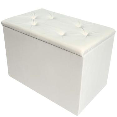 Imagem de Puff Baú Retangular Suede Porta Objetos(BRANCO)