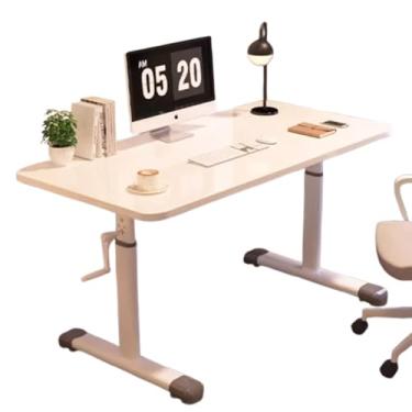 Imagem de HGTRH Mesa de computador, mesa de estudo de escrita com ajuste de altura de manivela 80/100/120x60 cm 63-90 cm alcance de elevação 150 kg rolamento de carga em forma de I pernas de mesa de aço carbono