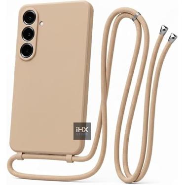 Imagem de Capa Case Capinha Para Samsung Galaxy A26 5G Silicone Com Cordão Alça De Pescoço Ajustável Veludo Premium (ROSA AREIA)