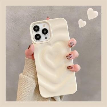 Imagem de HTVJFX Capa luxuosa de silicone macio com estampa de coração para iPhone 13, à prova de choque (para iPhone 13/branco)