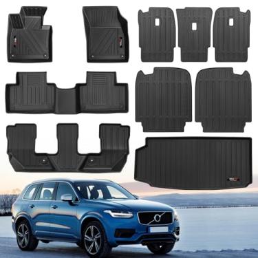 Imagem de Tapetes de chão personalizados 3 fileiras forro de carga e 2º 3º tapete de encosto de banco traseiro conjunto completo 2016-2025 XC90 acessórios (para 2016-2025 XC90-Gas)