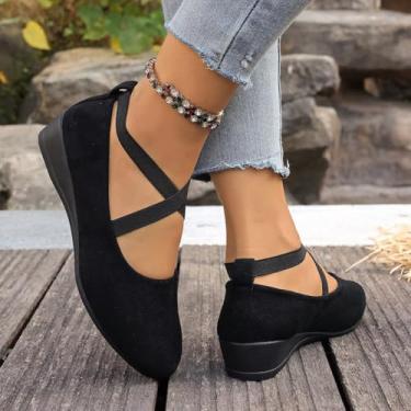 Imagem de Mocassins femininos de bico fino com bico fino para dia dos namorados – Sapatilhas esportivas casuais confortáveis para mulheres, tamanhos grandes, sapatos pretos, Preto, 35