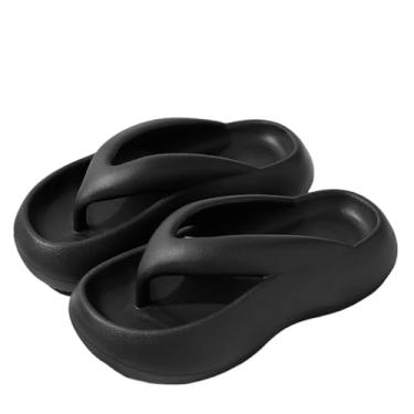 Imagem de Sandálias rasteiras femininas casuais de verão para chuveiro, banheiro, viagens ao ar livre e roupas de praia disponíveis em várias faixas de tamanhos, Preto, 36