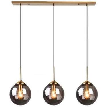 Imagem de Loft Retro Industrial 3 Way Pingente Luz 3-luz Moderna Lâmpada Pendurada De Vidro E14 Luminárias De Teto Ajustável Para Cozinha De Sala De Jantar, Gray