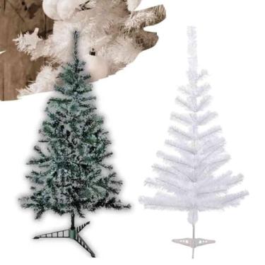 Imagem de Árvore de Natal Branca Nevada 120cm - Pinheiro Artificial com Efeito Neve para Decoração Natalina Inverno(Nevada)