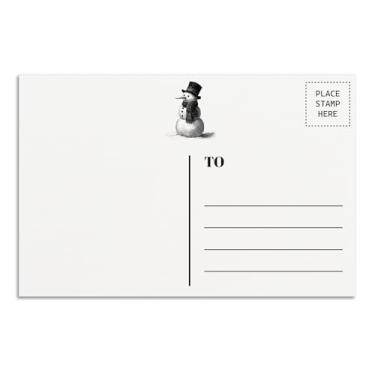 Imagem de Pacote com 50 cartões postais em branco 10 x 15 cm para o Natal - verso de cartão postal impresso com boneco de neve - cartolina grossa (325 gsm) - branco brilhante, acabamento liso - perfeito para