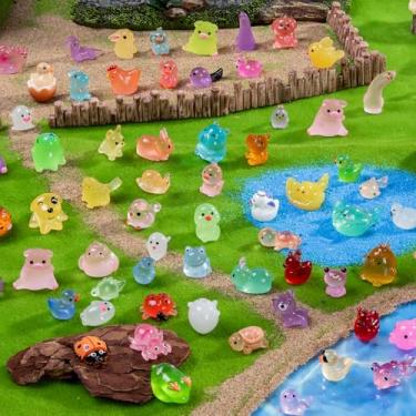 Imagem de 72 peças de mini bonecos de animais de resina variados em miniatura pequenas estatuetas a granel para micro jardim de fadas, acessórios de paisagem, decoração de esconder