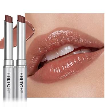 Imagem de Conjunto de 2 bálsamos labiais com cor de mel, nude + nude, hidratante transparente e levemente matizado, protetor labial nutritivo hidratante com tonalidade cereja preta natural, para todos os tons