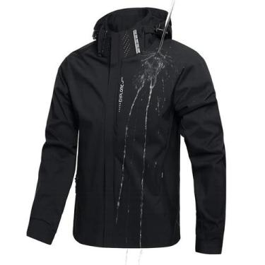 Imagem de Jaqueta Masculina Impermeável Com Capuz, Corta-Vento, Zíper Completo, 