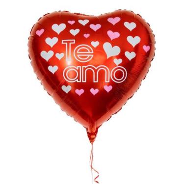 Imagem de Kit Balões Coração escrito te amo 24 cm, c/ 5, 10, 20 uni, festas, com
