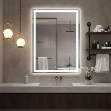 Imagem de Espelho Vertical 100x60 Banheiro Led Jateado Borda Infinita Touch Frio-vertical