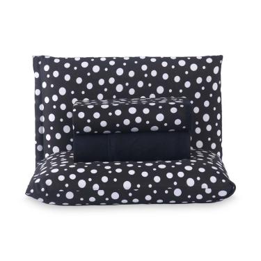 Imagem de Jogo De Lençol Polly King 4 Peças Malha 100% Algodão Estampado Bolinhas - Preto