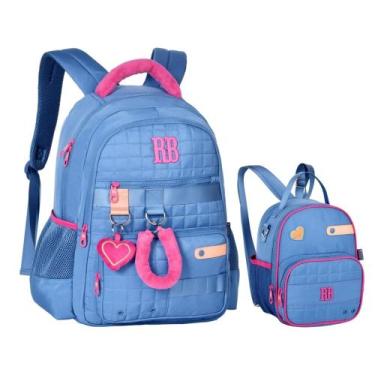 Imagem de Kit Mochila + Lancheira Rebecca Bonbon Plush Dreams Azul