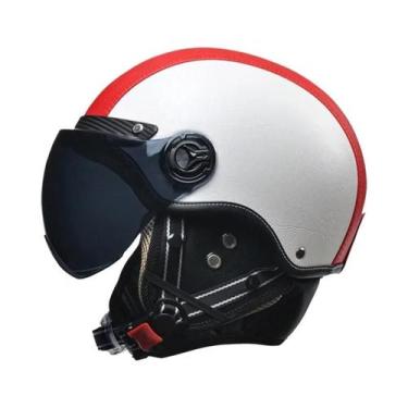 Imagem de Capacete De Couro Vintage Para Motociclistas Masculinos Com Viseira Ha