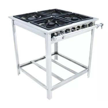 Imagem de Fogão Industrial Extra Inox a Gás Baixa Pressão 4 Bocas 2 Duplas 30x30