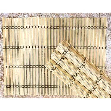 Imagem de KIT jogo americano DE BAMBU MARROM E NATURAL para mesa esteira descanso para prato 2 UNIDADES cozinha 38X30 MESA POSTA (NATURAL)