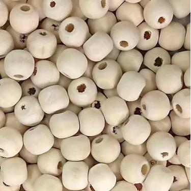Imagem de 300 Contas Bola Esfera De Madeira Clara Sem Verniz Diâmetro 10 Mm para artesanato